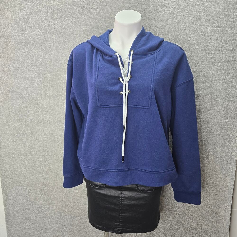EVEREVE LACE UP NAVY HOODIE, SIZE L
